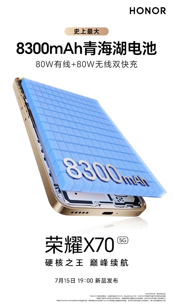 首發(fā)8300mAh全球大電池！榮耀X70今晚發(fā)布：配置匯總來了